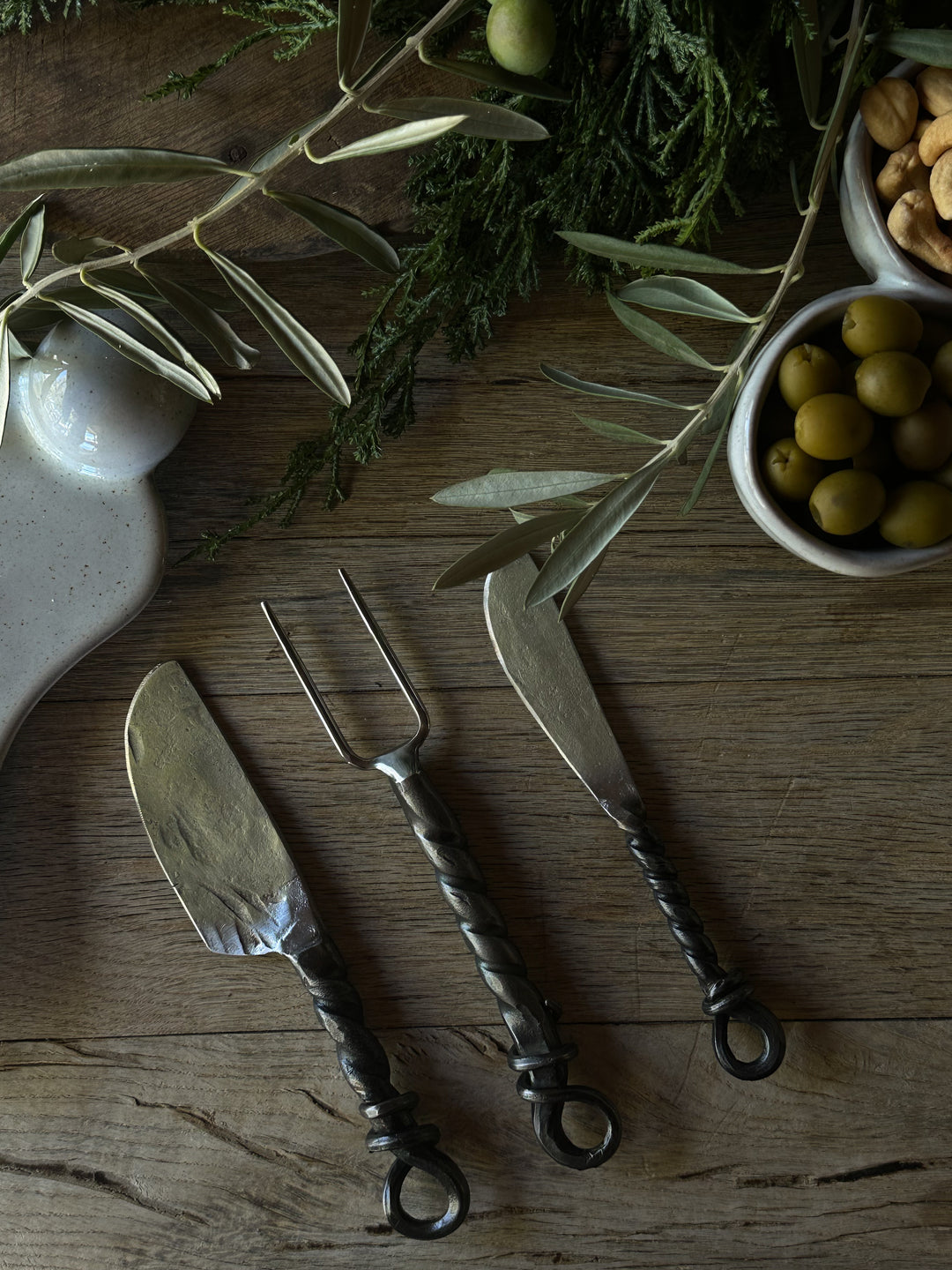 Twisted Iron Cheese Knives (set of 3)
