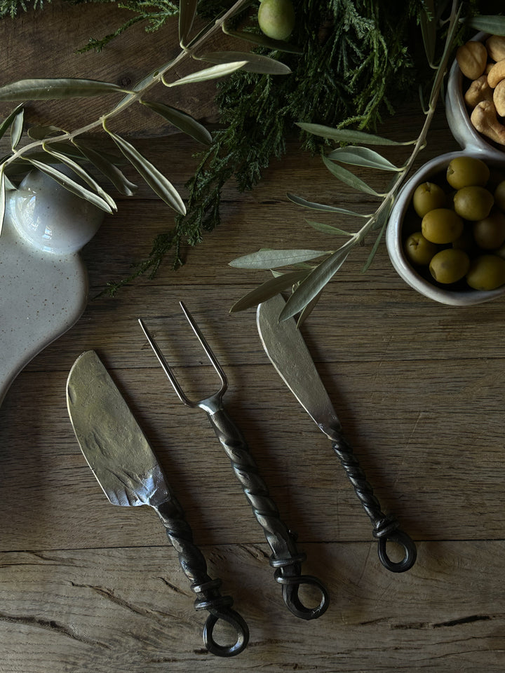 Twisted Iron Cheese Knives (set of 3)