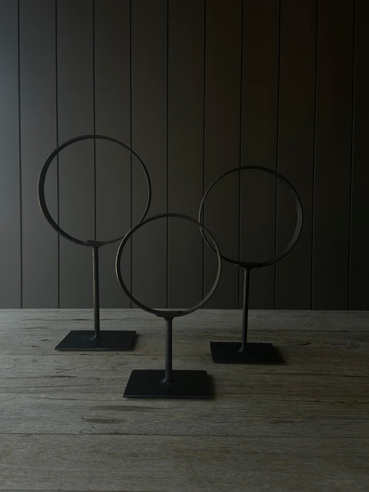 Found Metal Rings On Stand Set/3