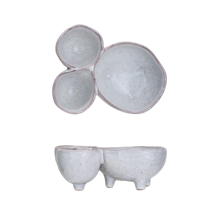 Stoneware Footed Appetizer Set
