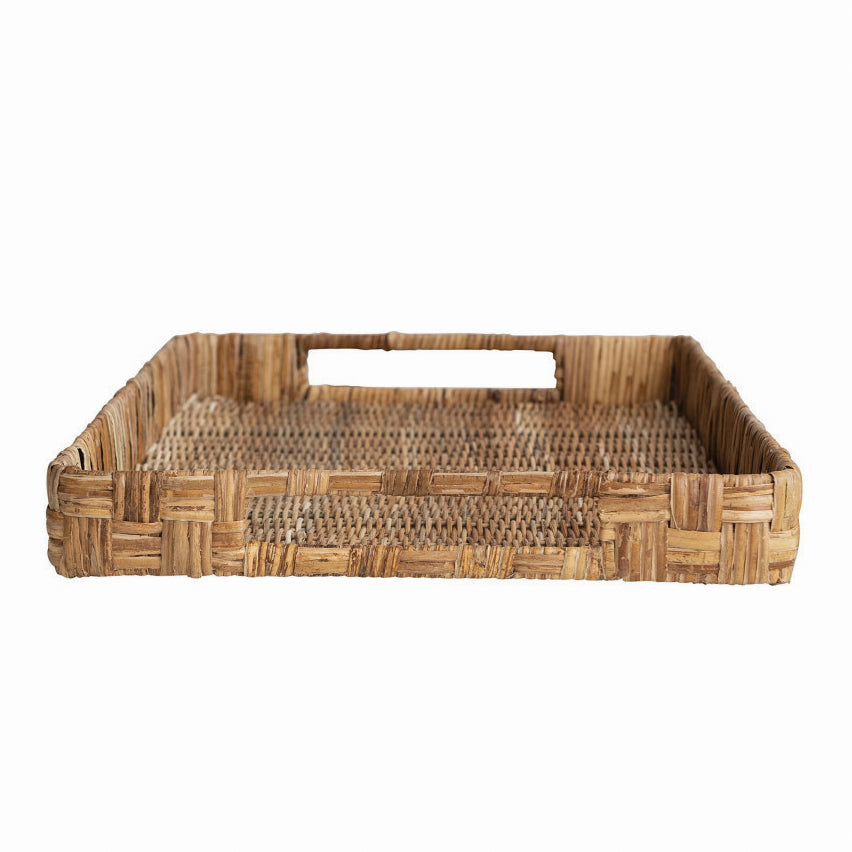 Checkered Woven Rattan Tray