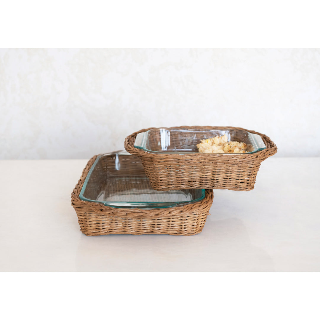 Woven Rattan Baking Dish Baskets