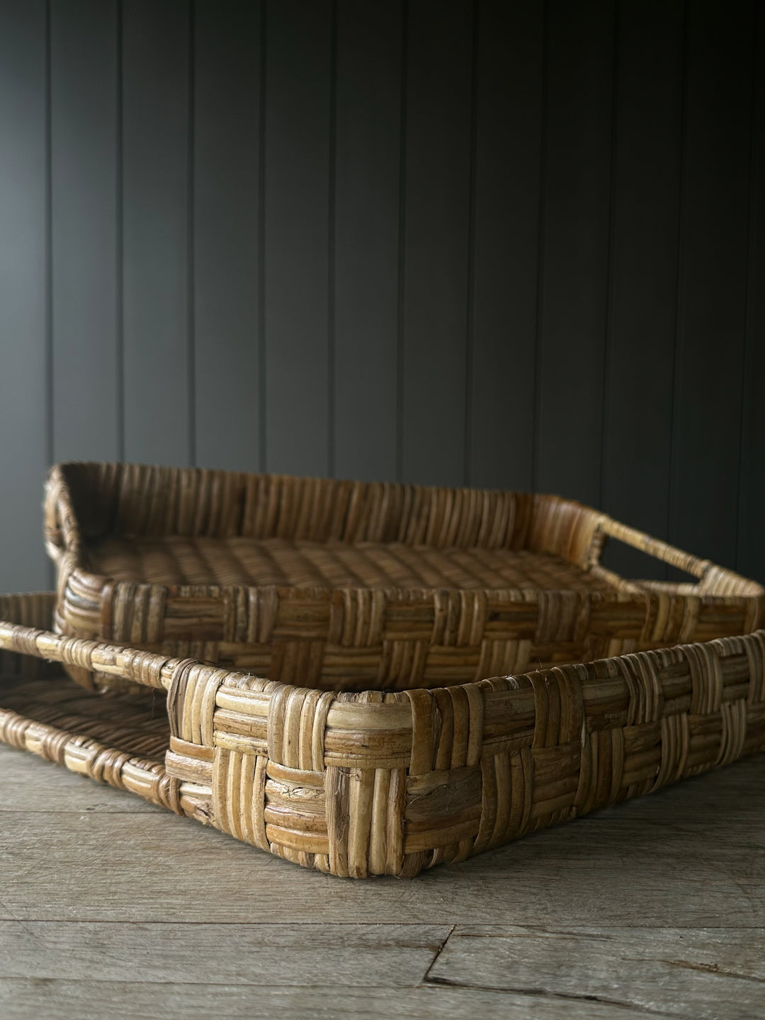 Checkered Woven Rattan Tray