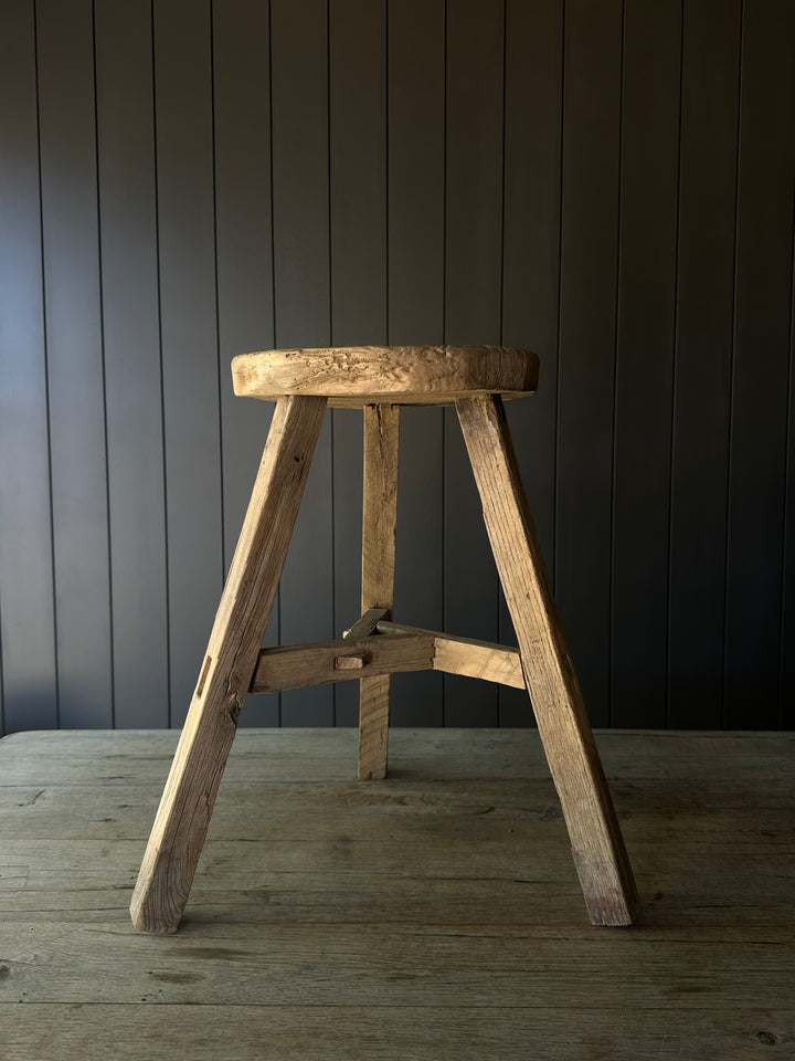 Round Elmwood Stool