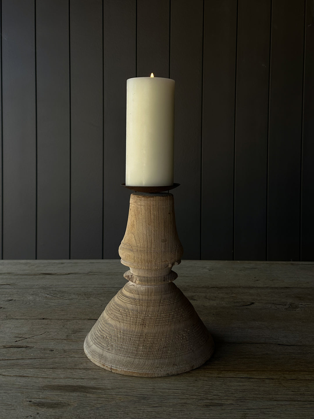 Rustic Turned Wood Candle Holders