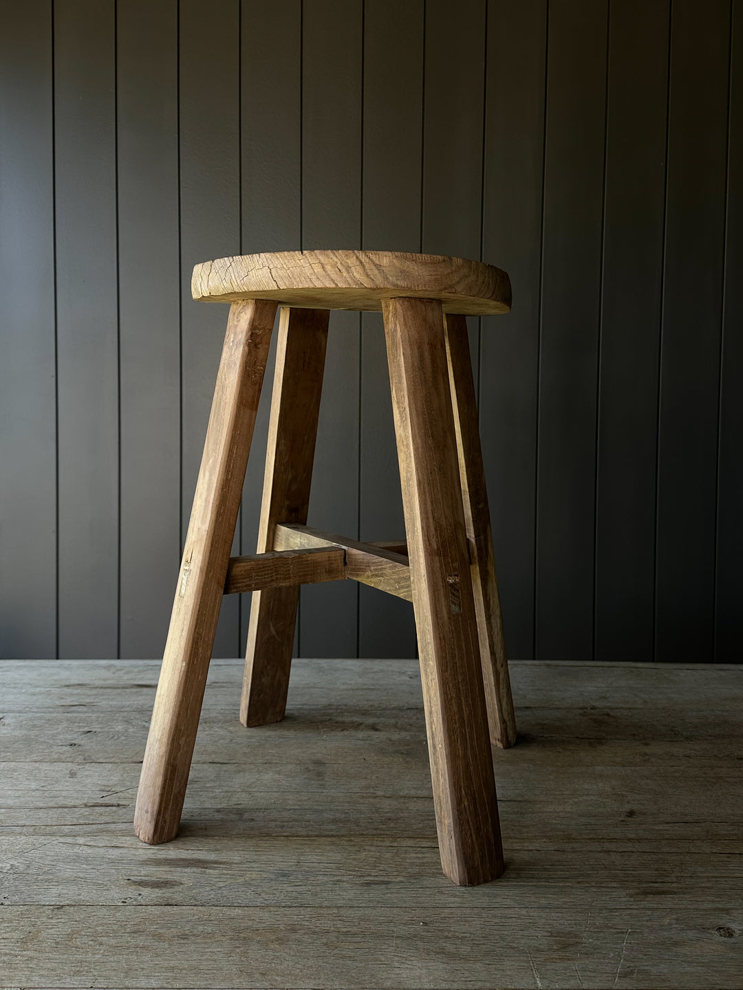 Round Elmwood Stool