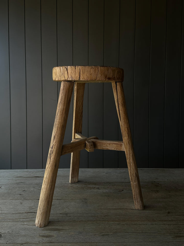 Round Elmwood Stool