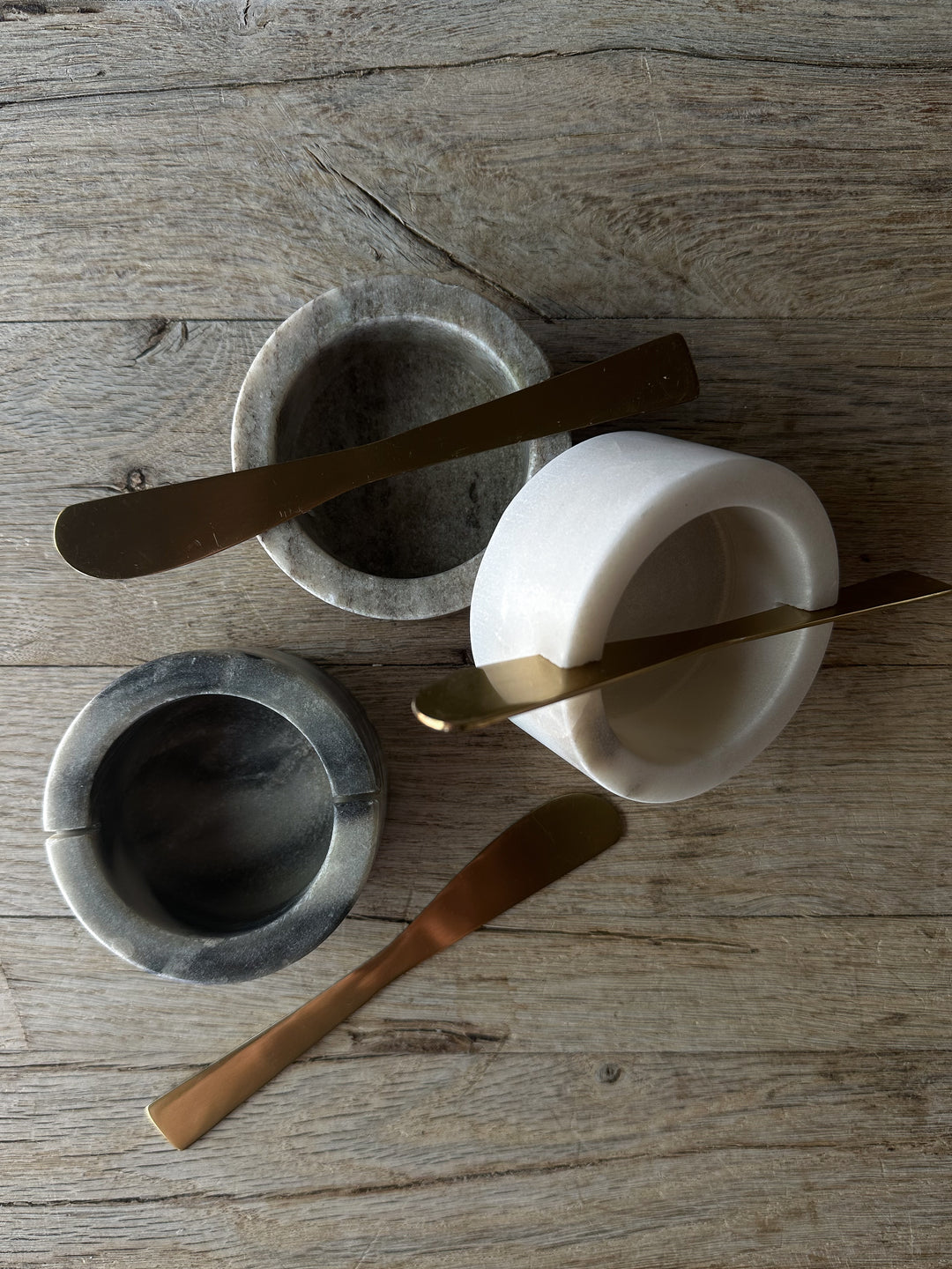 Marble Bowls with Metal Knife