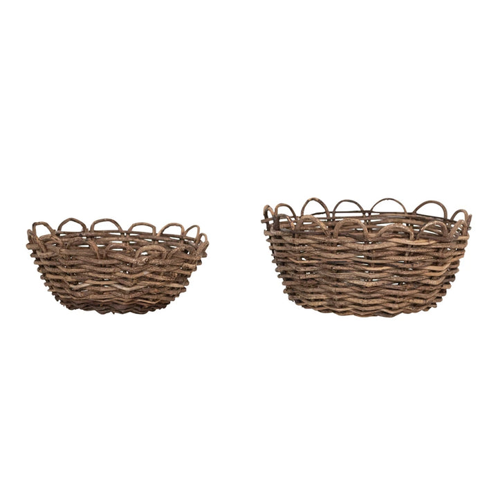 Rustic Woven Vine Baskets with Scalloped Edges