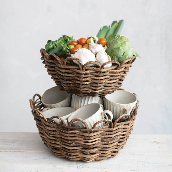 Rustic Woven Vine Baskets with Scalloped Edges