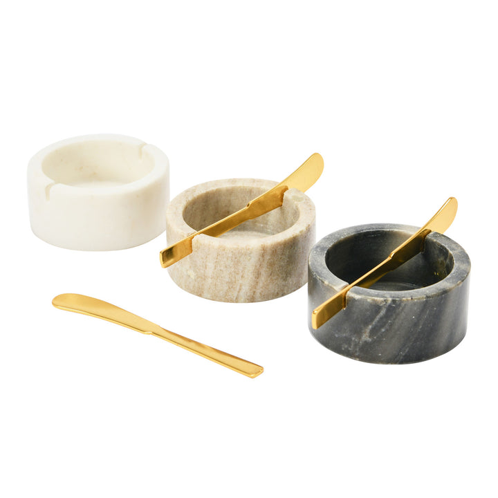 Marble Bowls with Metal Knife