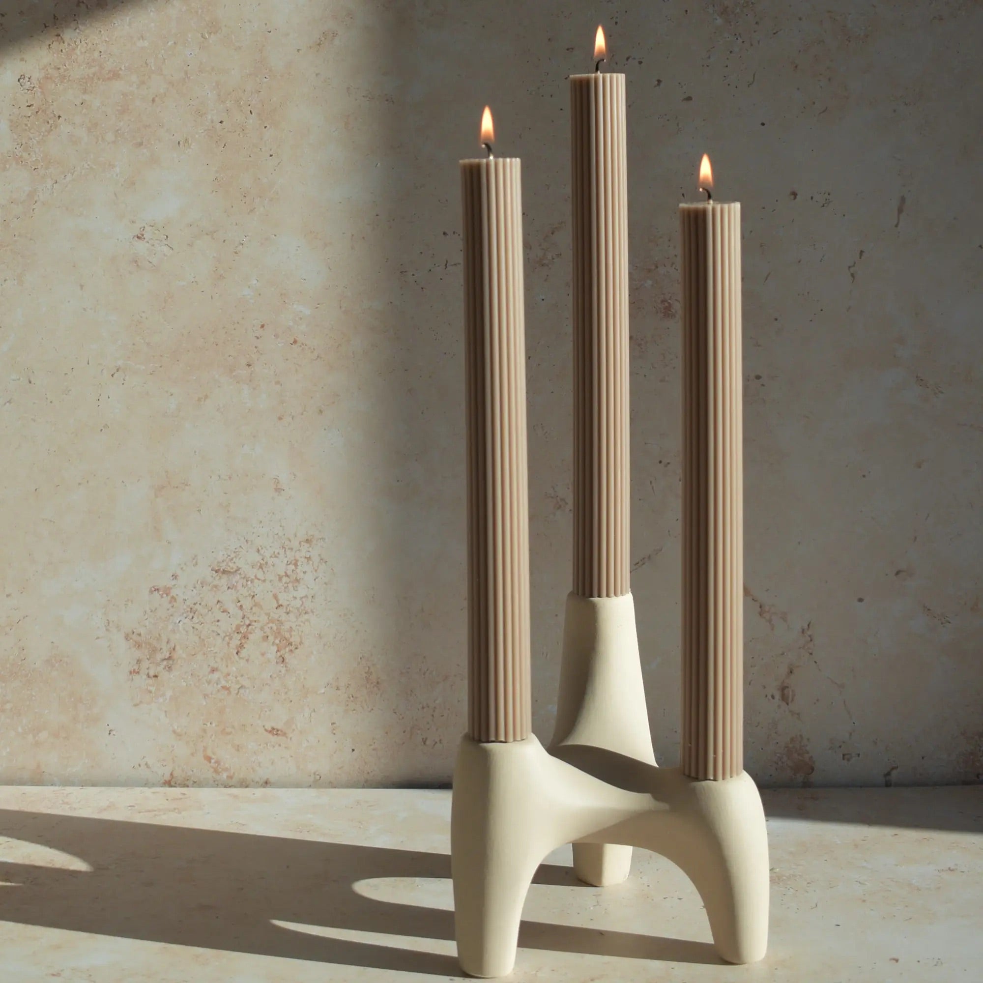 Taupe Roman Taper Candle by Sunday Edition