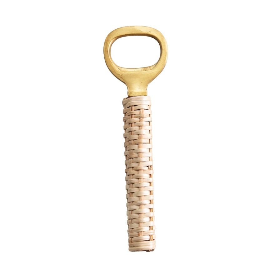 Rattan Wrapped Brass Bottle Opener